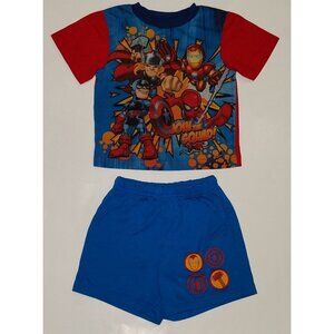 Super Hero Squad Pajamas Toddler 2T Iron Man Shirt Shorts PILLING / RUNS SMALL